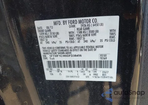 2013 Ford F-150 Stx from USA, damaged, VIN 1FTMF1CM0DFD38456